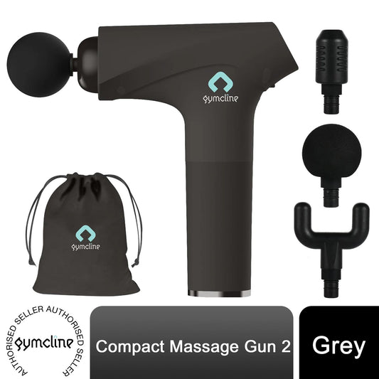 Gymcline Massage Gun Compact Size with 1500mAh Battery & 3 Speed Modes Grey